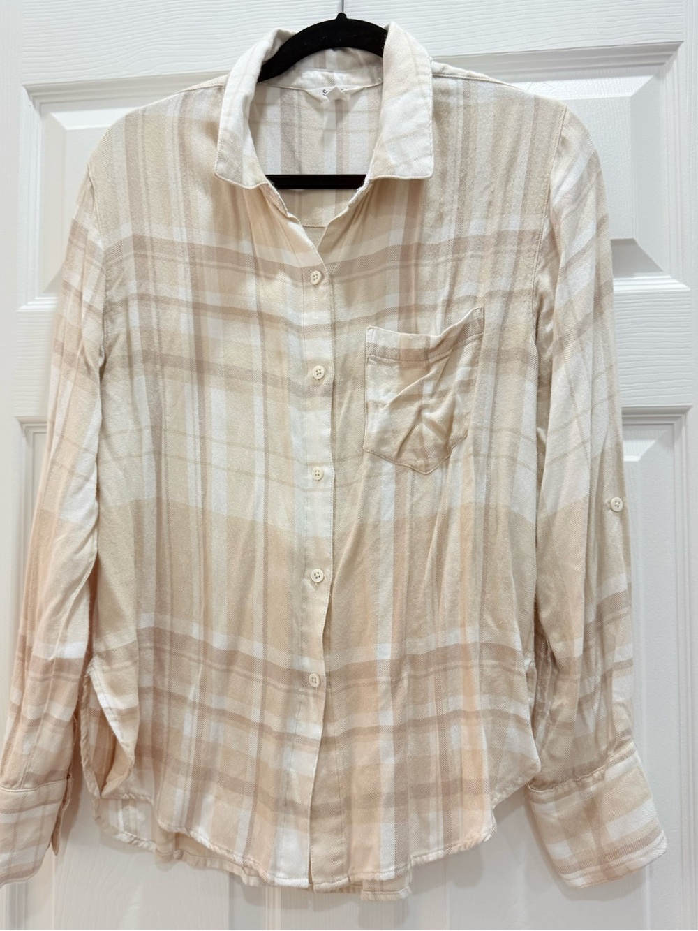 Splendid Ava Button Down Plaid Long Sleeve Shirt